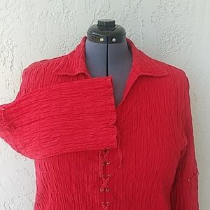 Lisa Dee Women's Cotton Mid-Sleeve Blouse👚